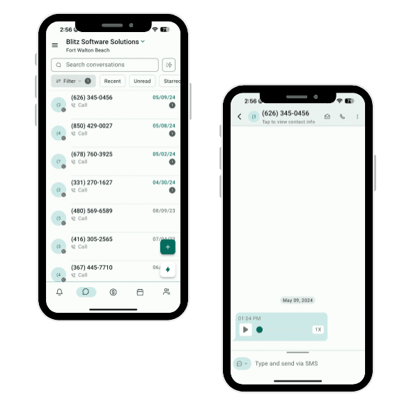two iphones side by side with the same screen