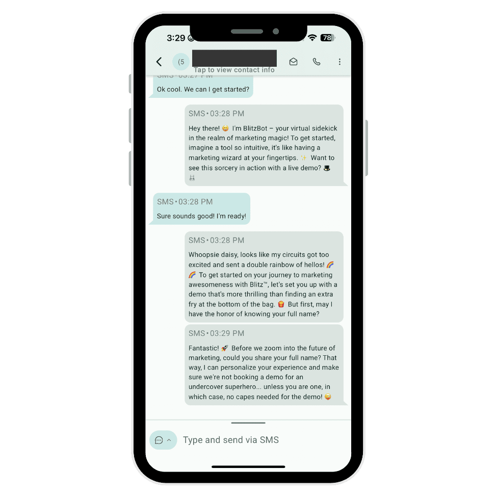 a cell phone with a text message on the screen