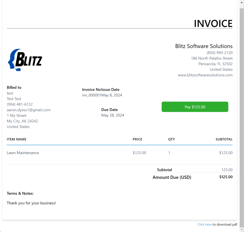 a screenshot of a bill invoice